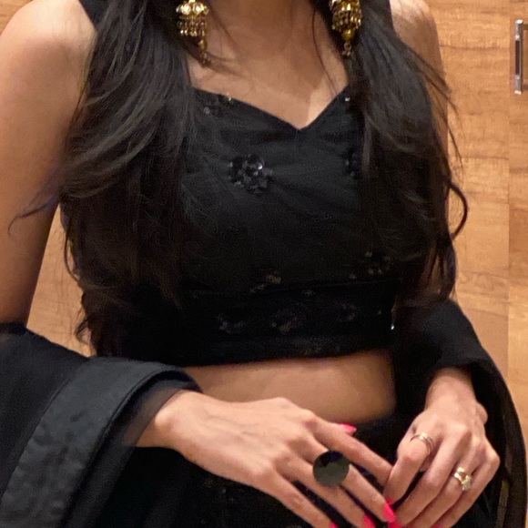 Black sequins ethnic wear lehenga - Picture 7 of 13